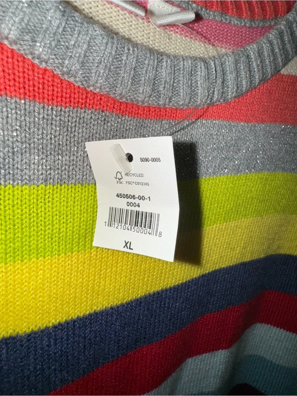 NWT Girls Gap Crazy Stripe Rainbow Striped Sweatwer Girls XL Size 12